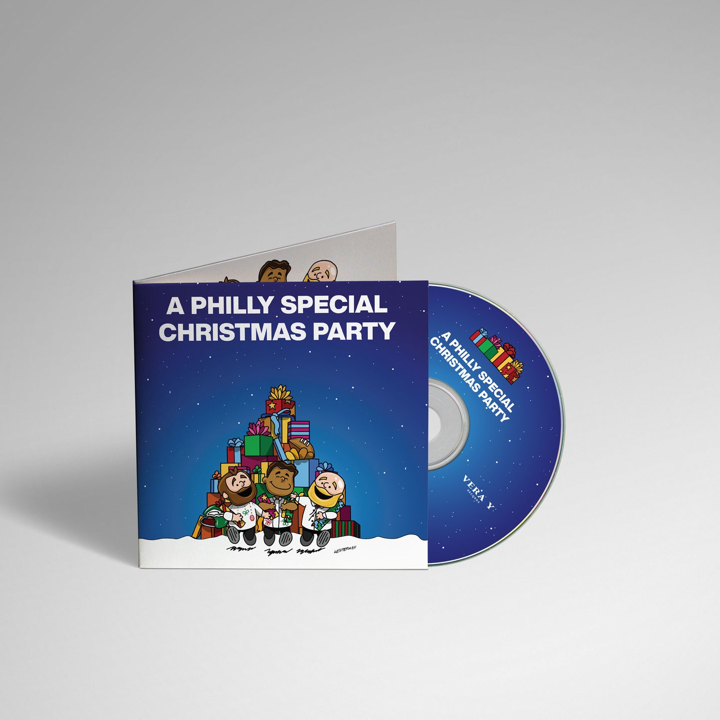 A Philly Special Christmas Party - Compact Disc with Jason Kelce, Jordan Mailata and Lane Johnson. 2024 Vera Y Records. All Rights Reserved.